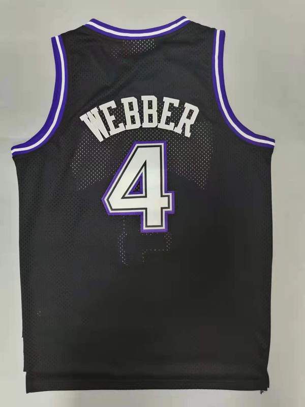 Men Sacramento Kings #4 Webber Black Throwback Gourmet mesh NBA Jersey